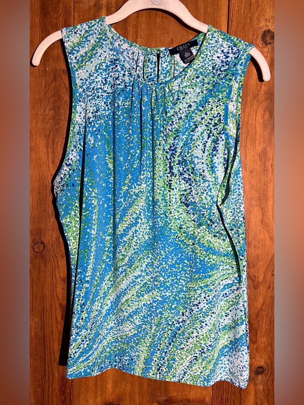 Chaps Women’s Blue & Green Printed Sleeveless Blouse